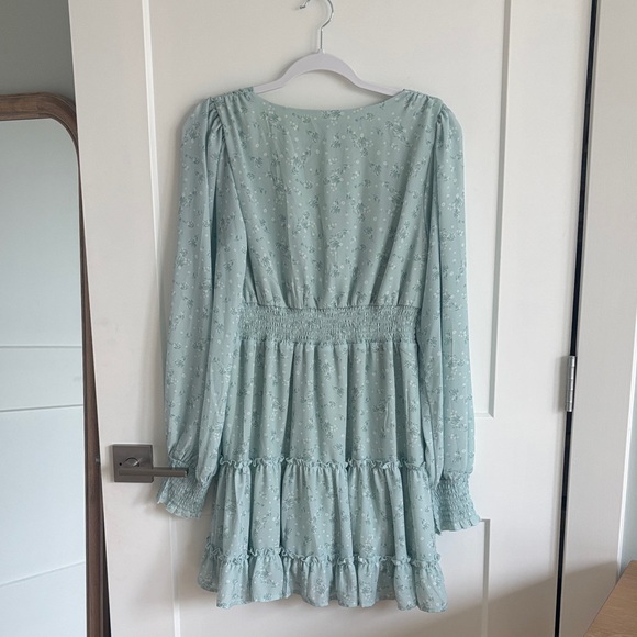 Altar’d State Light Blue Floral Long Sleeve Dress - Picture 3 of 4